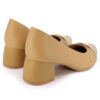 Scarpin Marrom Salto Bloco Couro Detalhe Enfeite