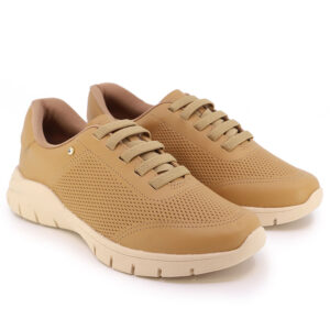 Tênis Casual Marrom Couro Detalhe Laser